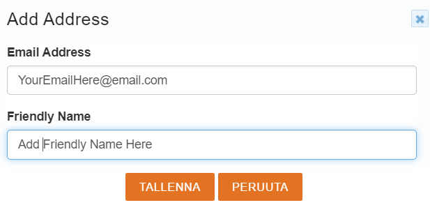 menu where email and friendly name are added