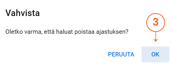 3. vahvista poisto painamakka OK