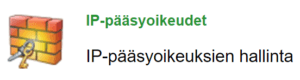 Palomuurin kuvake, jossa on IP-oikeuksien valvontaa symboloiva avain.