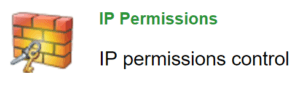 Icon of a firewall with a key symbolizing IP permissions control.