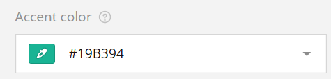 A color picker interface showing a teal accent color with its hex code #19B394.