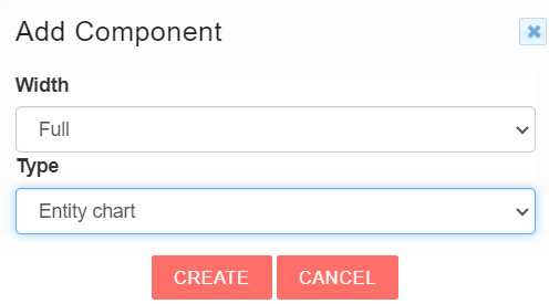 Dialog box for adding a component with width and type options, and create and cancel buttons.