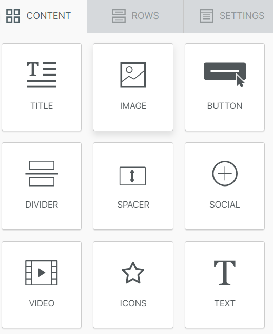 Gränssnitt med webbelement inklusive titel, bild, knapp, avdelare, distans, social, video, ikoner och text.