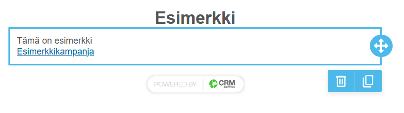 Näyttää lopullisen näkymän, jossa linkki tapahtuman nimellä on näkyvissä.