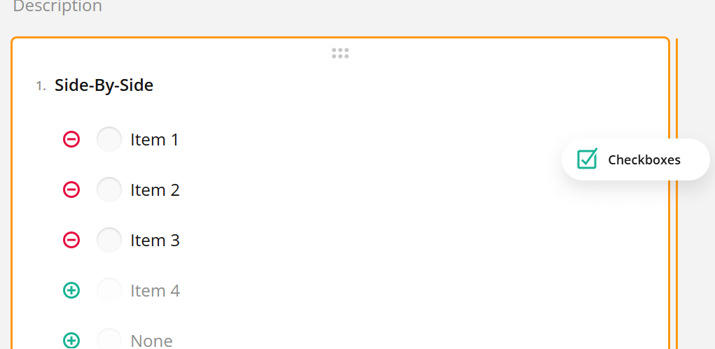 A checklist with four items labeled "Item 1," "Item 2," "Item 3," and "Item 4," and a checkbox feature highlighted on the side.