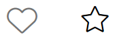 An outlined heart next to an outlined star, both black on a white background.