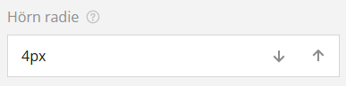 Ett fält i användargränssnittet märkt "Corner radius" med en inmatningsruta som visar "4px" och pilar uppåt/nedåt.