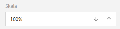 En skalfaktor för enkät som är inställd på 100% med nedåt- och uppåt pil för justering.