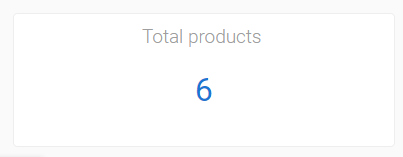 A dashboard widget showing "Total products: 6".