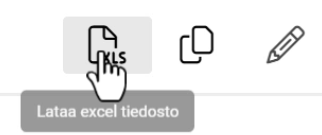 hiiren kursori xls kuvakkeen päällä ja teksti "lataa excel tiedosto"