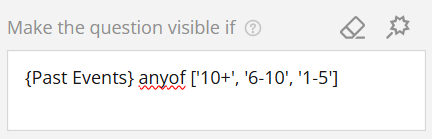 A screenshot of Make the question visible if expression