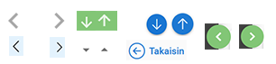 Sarja navigointikuvakkeita, joissa on eri suuntiin osoittavia nuolia eri tyyleillä.