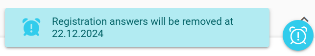 Notification about registration answers being removed on 22 December 2024.