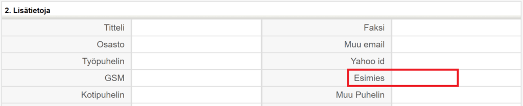 Table labeled 'More Information' with empty fields; 'Reports To' is highlighted in red.
