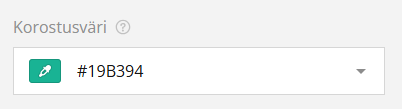 Värinvalitsimen käyttöliittymä, jossa näkyy turkoosi aksenttiväri ja sen heksakoodi #19B394.
